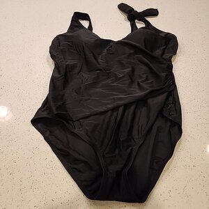 Fresh Water One Piece Swim Suit 22W Black Slimming